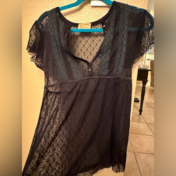 Free People Black Mesh Shirt - Picture 3 of 5